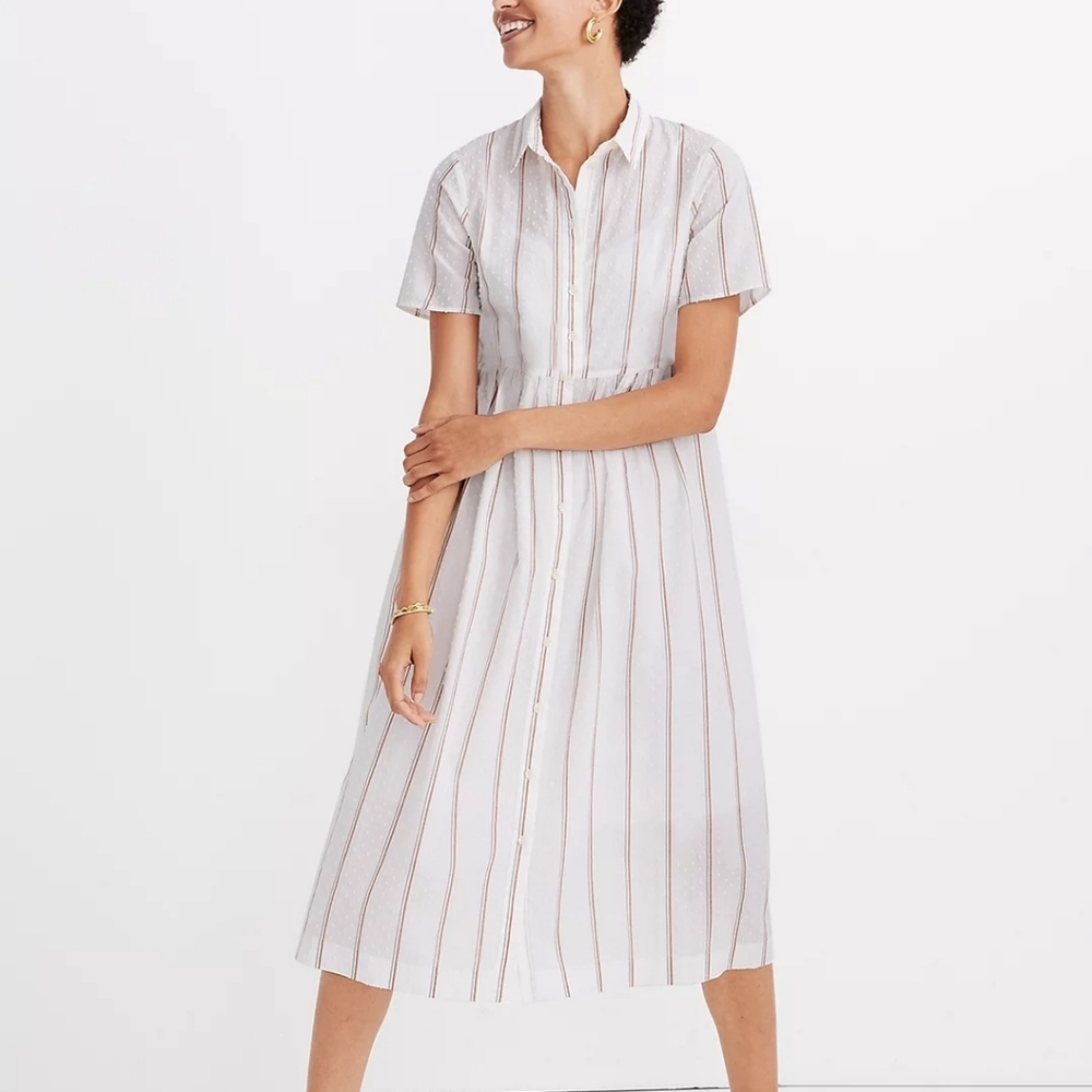 Madewell stripe midi shirt dress